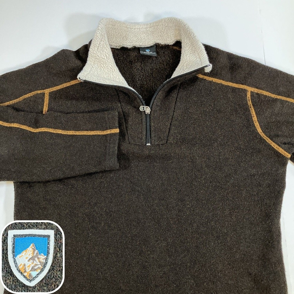 Kuhl Alfpaca Fleece 1/4 Zip LS Pullover Mens Medium Outdoor Brown Gorp Core